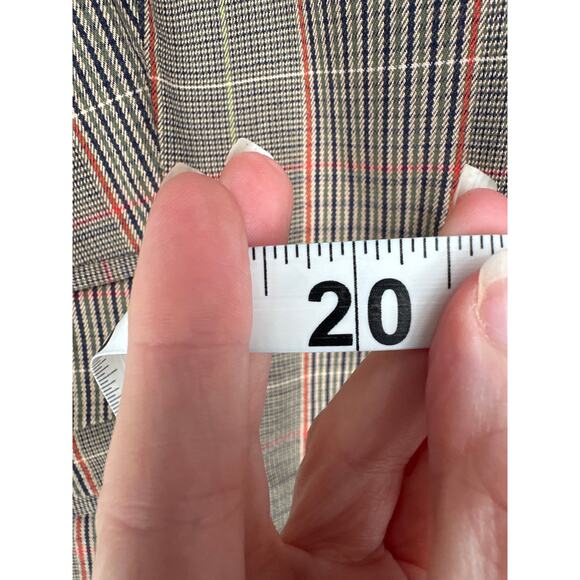 90s Vintage Blazer Jacket Womens Large Beige Plaid Stretch Fitted Heritage Y2K - Picture 7 of 7
